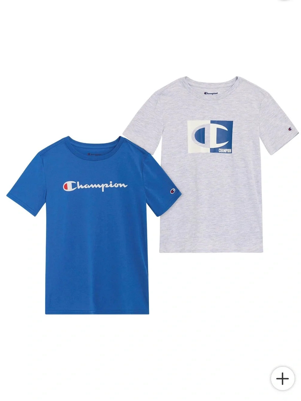 Champion Gray & Blue Block Logo T‑Shirt